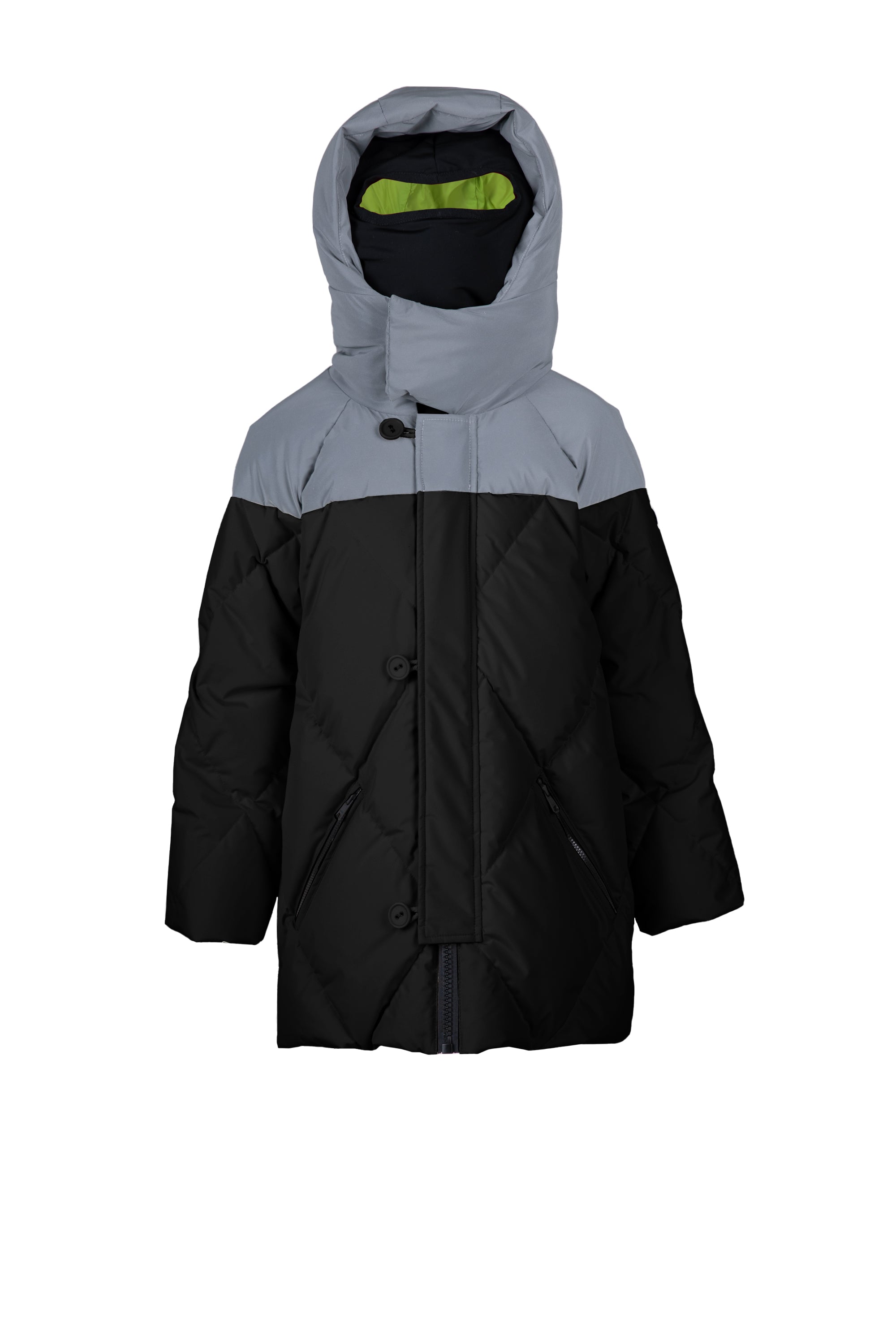 Bi-material Puffy Down Jacket with Diamond Quilting | Ai Riders